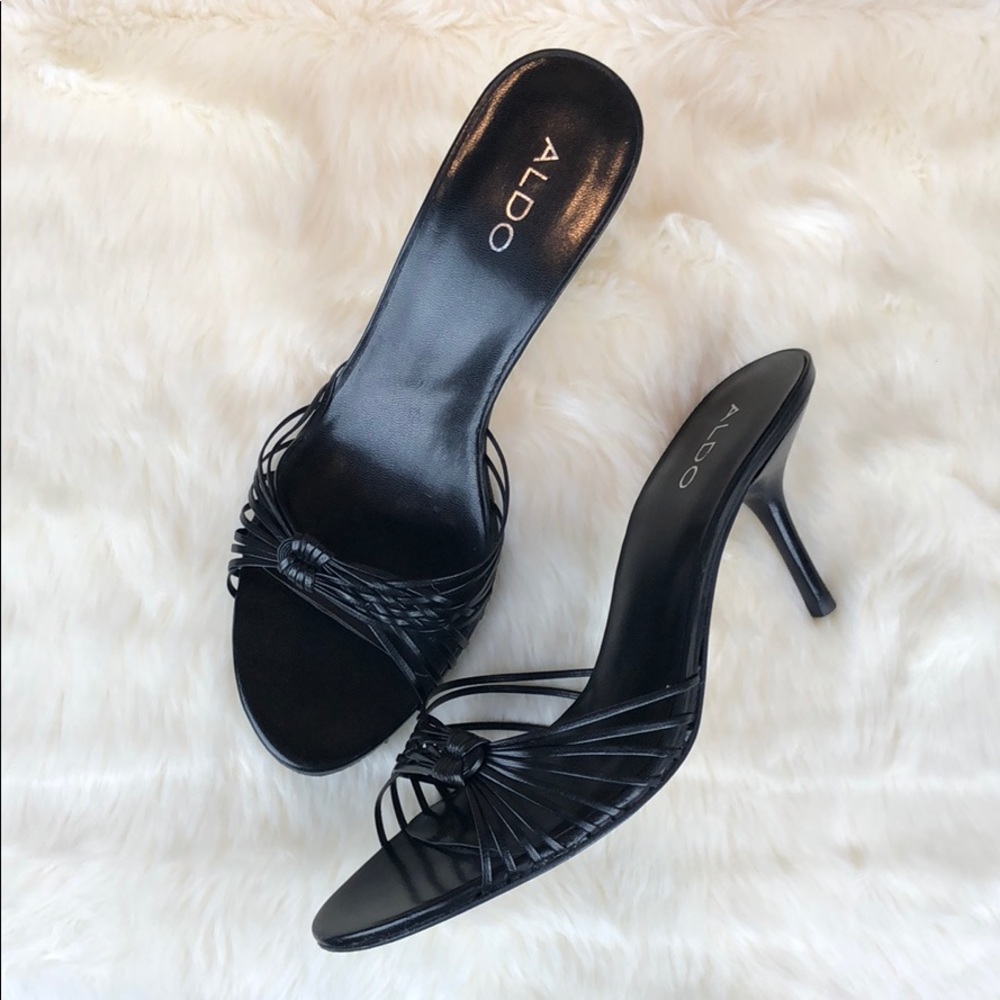 Aldo Floremie Black Strappy Mid-Heel Sandal